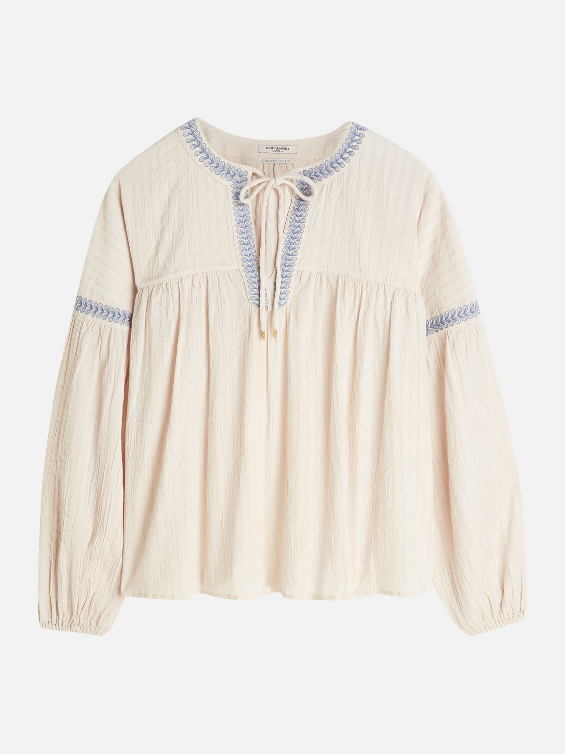 Embroidered cotton crepe blouse