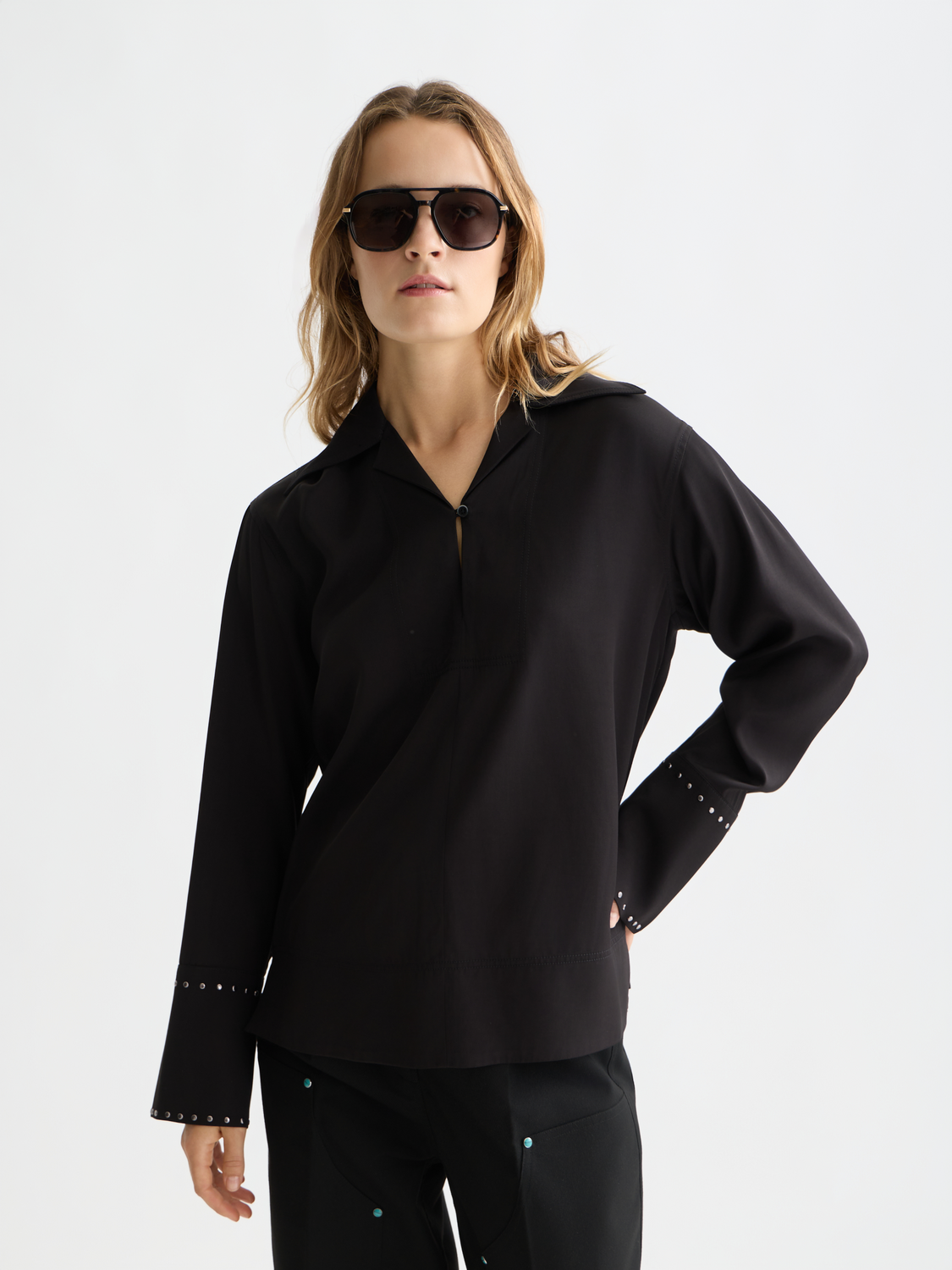 Studded long sleeve shirt