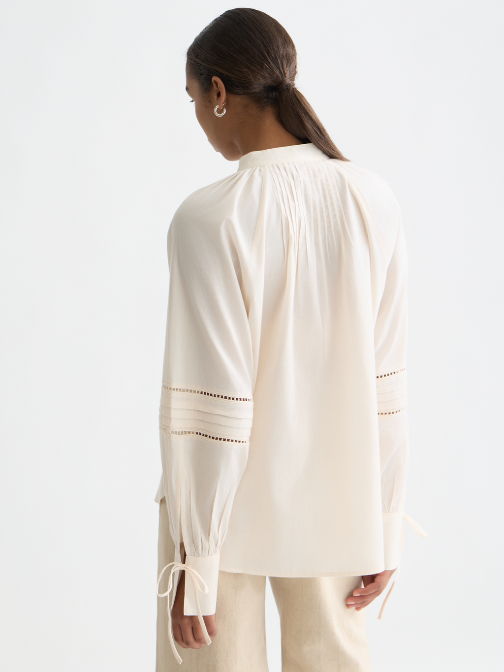 Cotton voile pleated blouse
