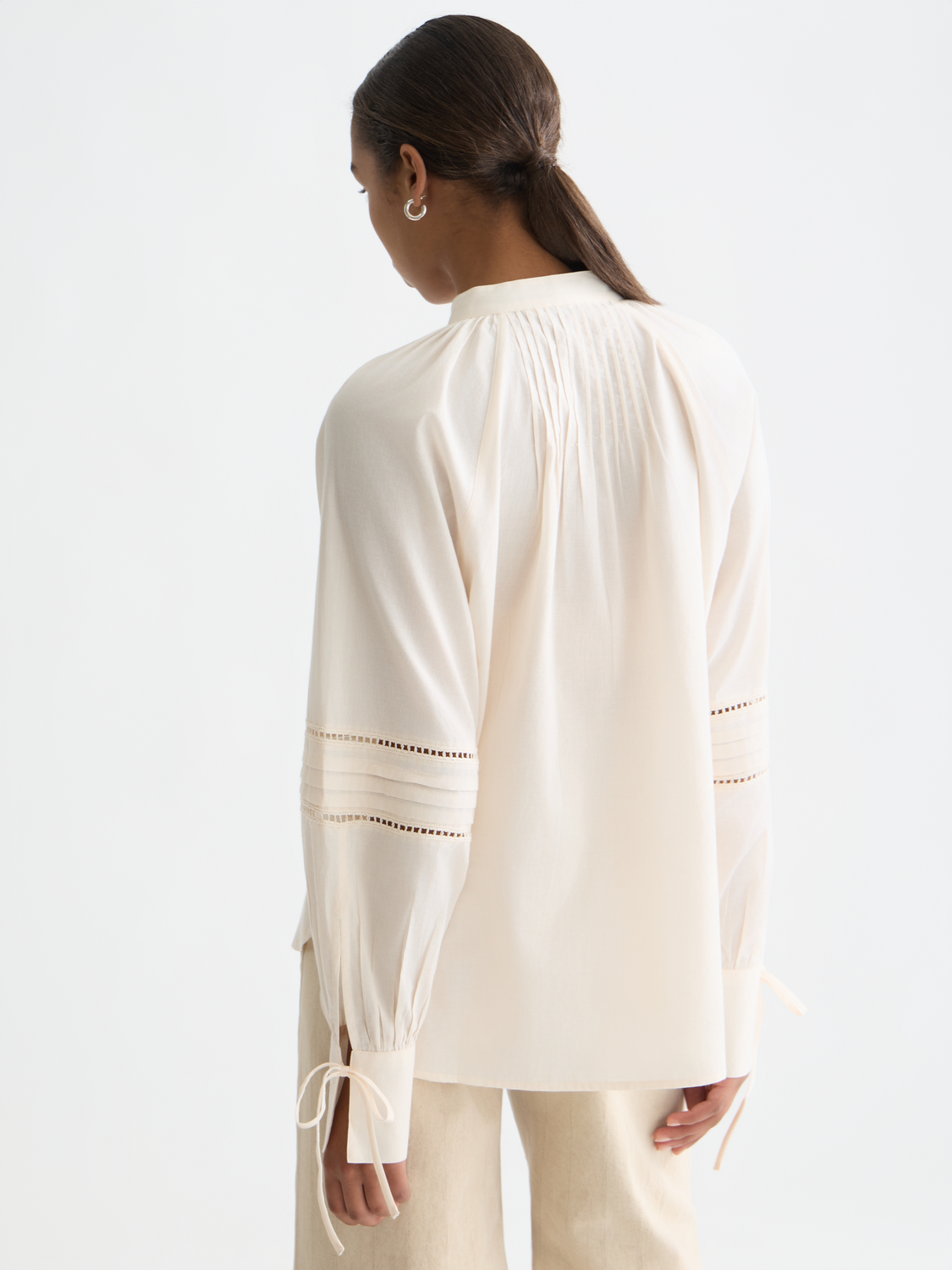 Cotton voile pleated blouse