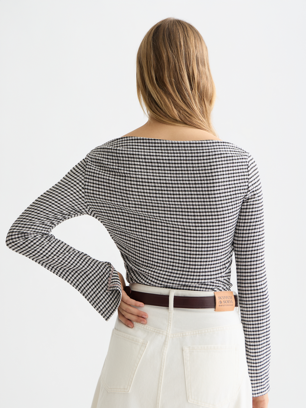 Gingham long sleeve top