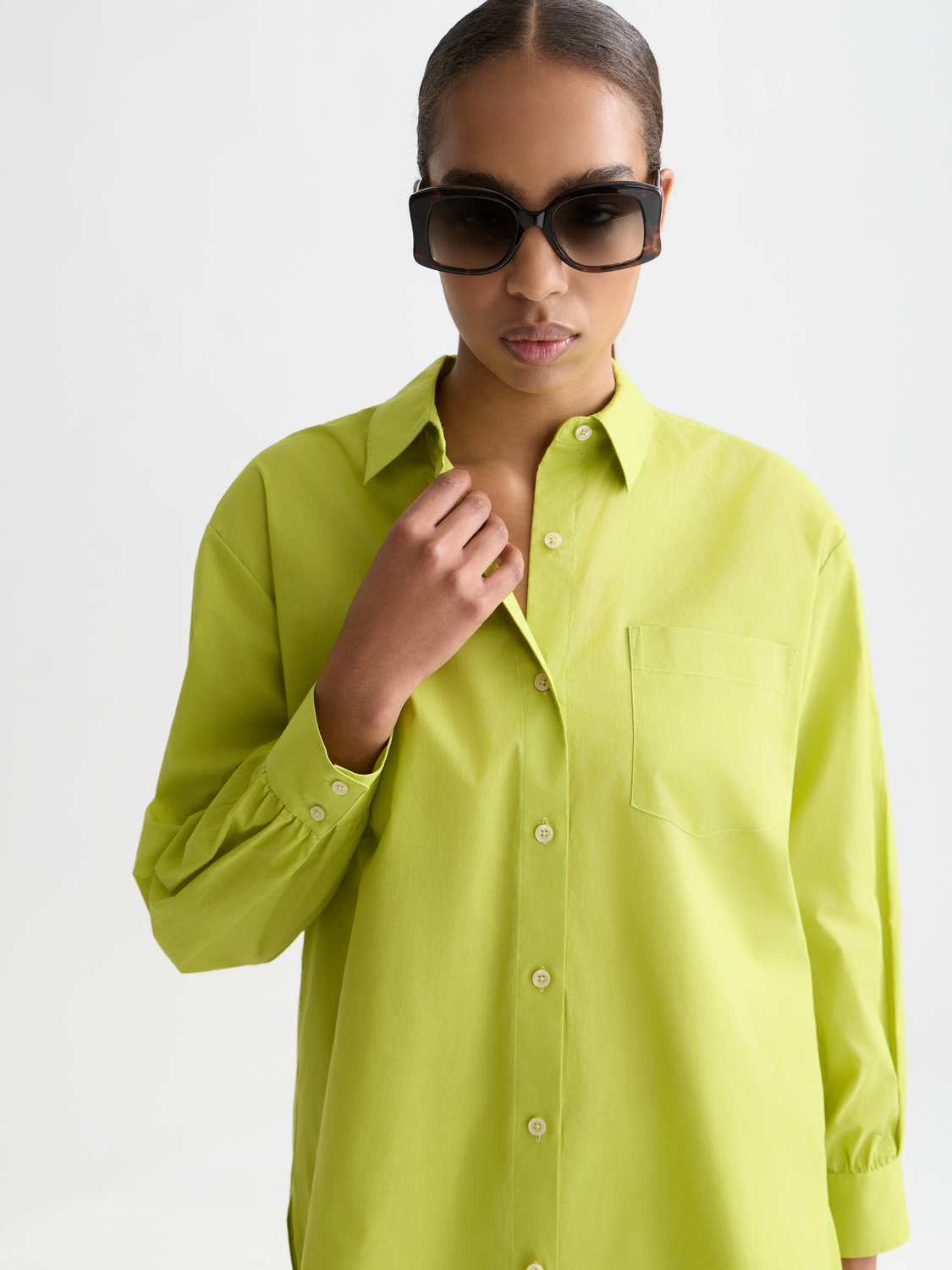 Cotton voile oversized shirt