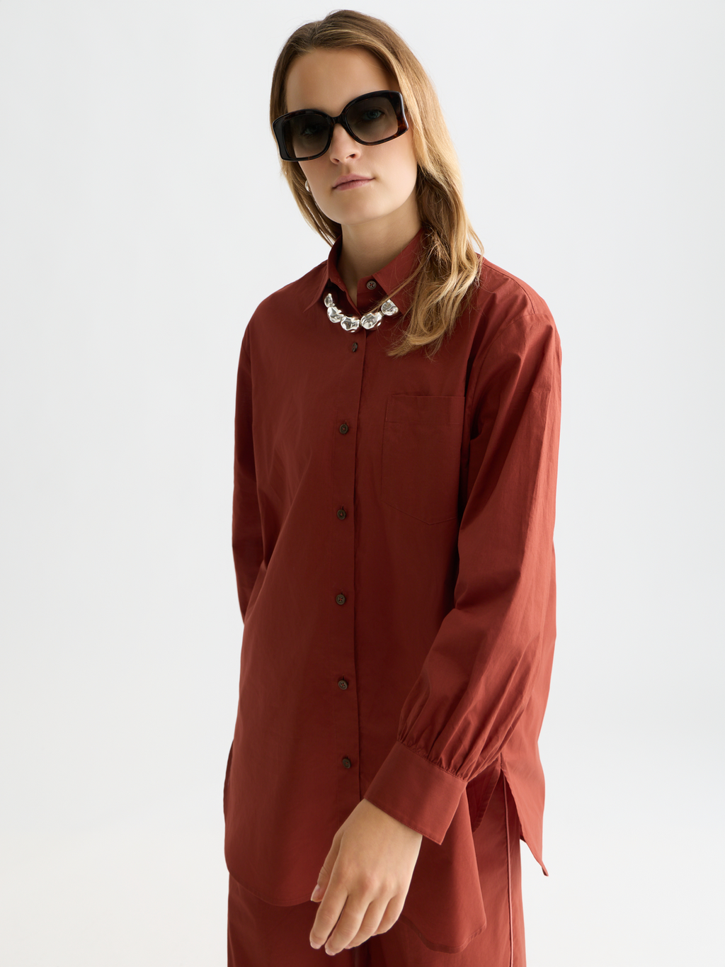 Cotton voile oversized shirt