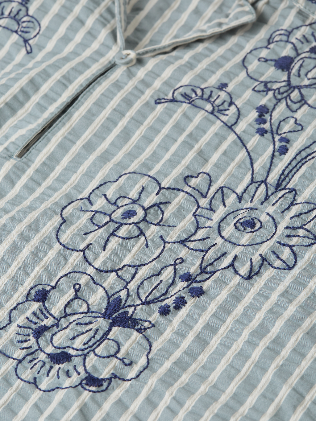 Embroidered structured long-sleeved tunic