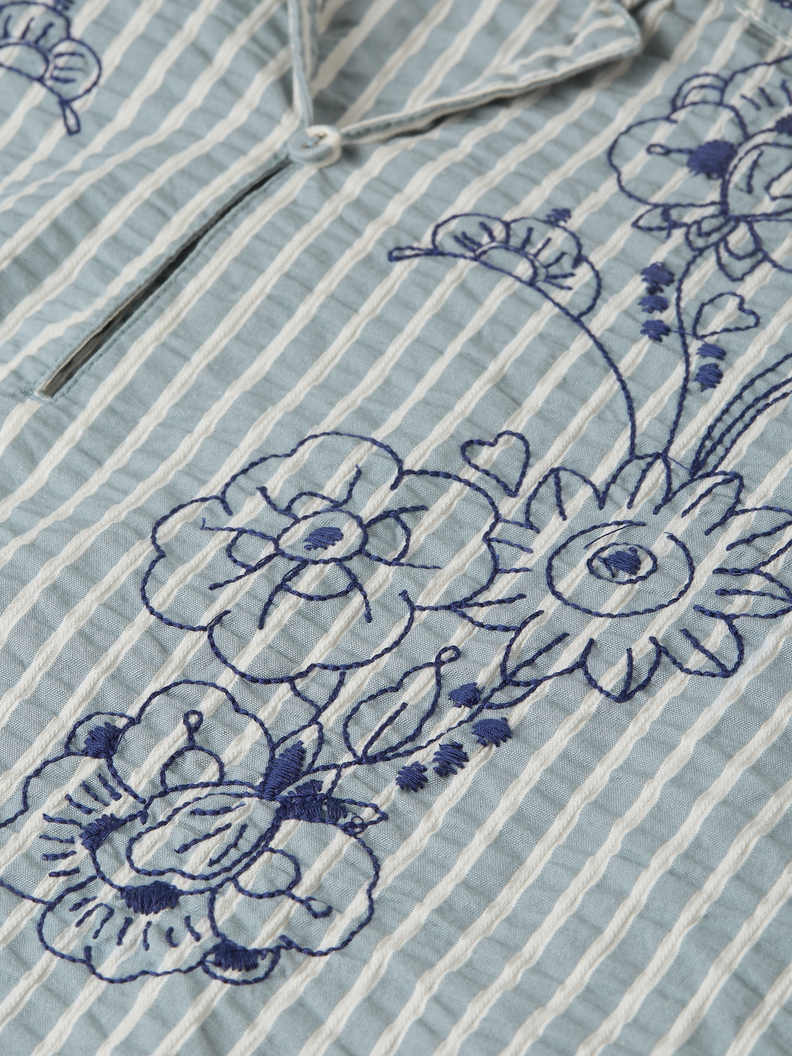 Embroidered structured long-sleeved tunic