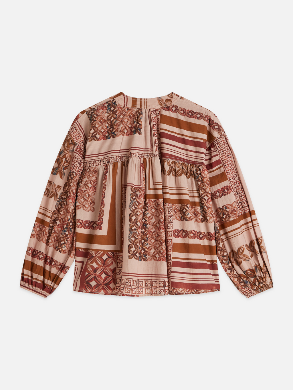 Foulard printed long-sleeved blouse