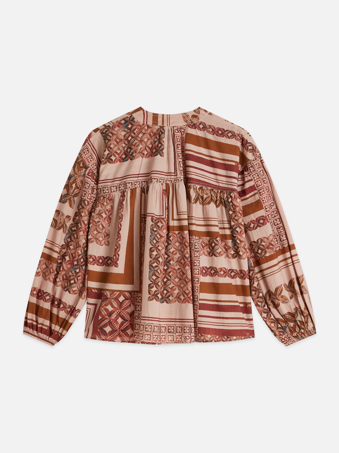 Foulard printed long-sleeved blouse