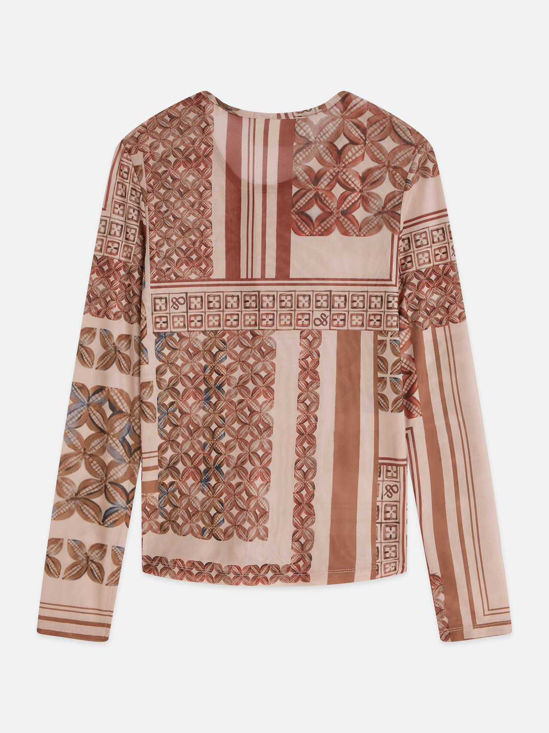 Printed mesh long sleeve T-shirt