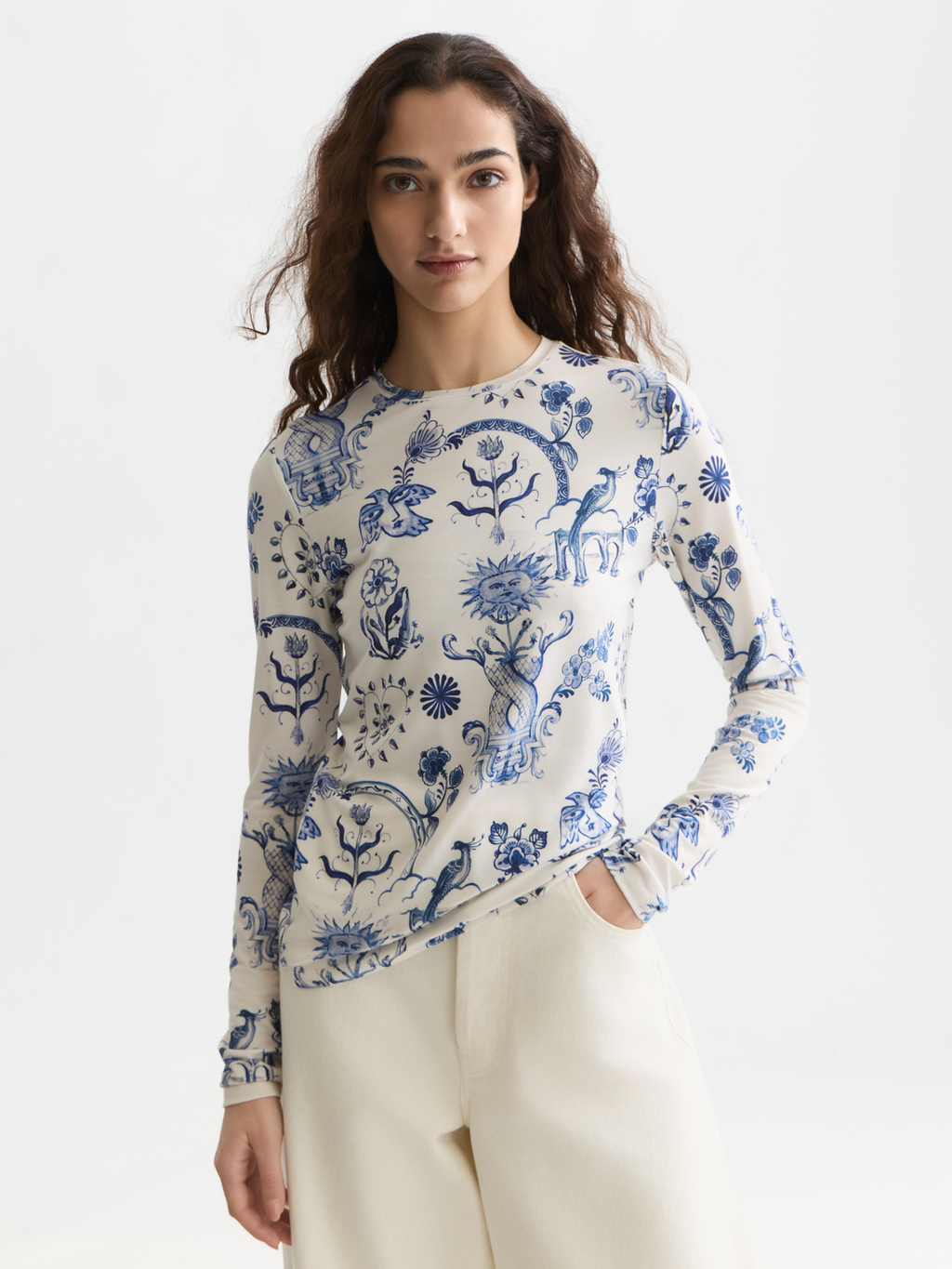 Scotch & Soda x Royal Delft Printed Long Sleeve T-Shirt