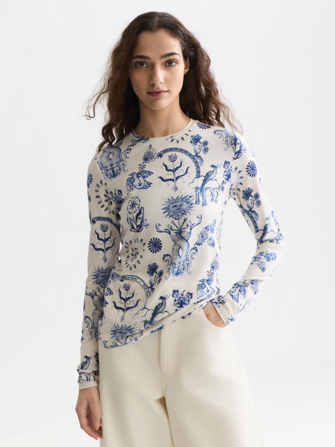 Scotch & Soda x Royal Delft Printed Long Sleeve T-Shirt