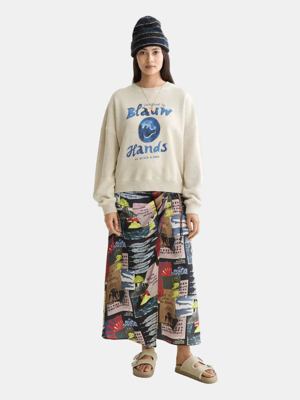 Washed Oversized Fit Sweatshirt With Graphic - Scotch & Soda
