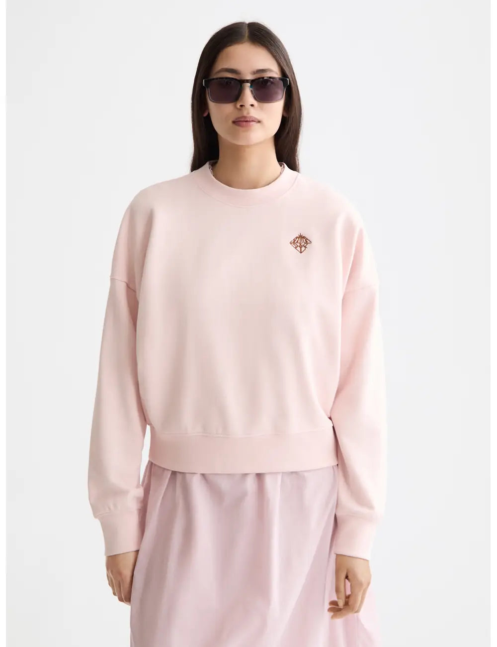 Logo Relaxed Sweatshirt close-up on model showing fit and detail by Scotch & Soda