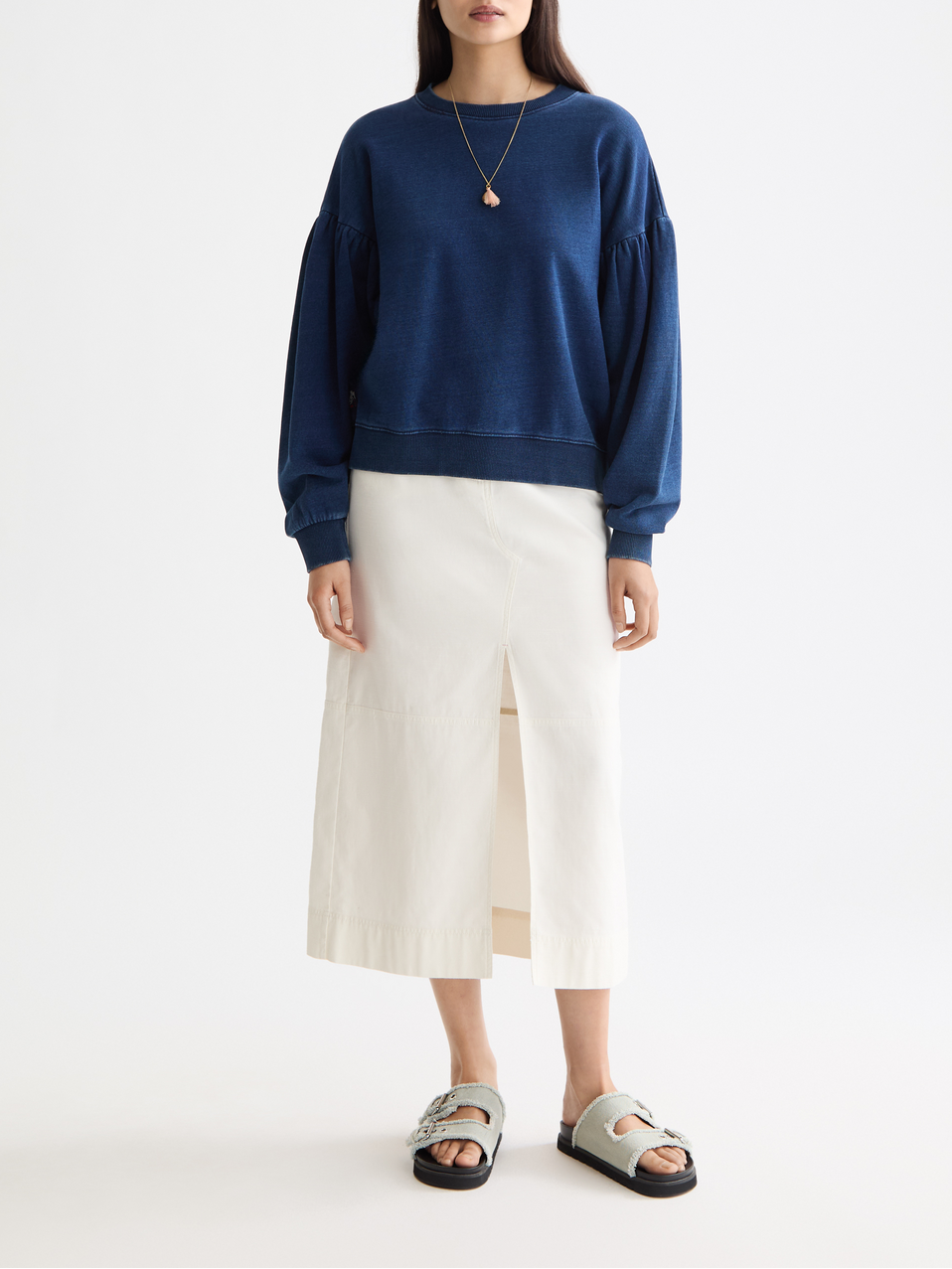 balloon sleeves crew neck sweatshirt