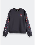 Embroidered Sweatshirt flat lay front view by Scotch & Soda