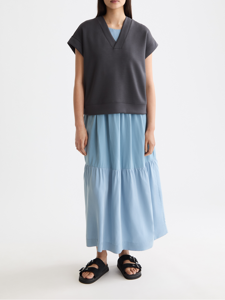 V-neck sleeveless modal sweatshirt