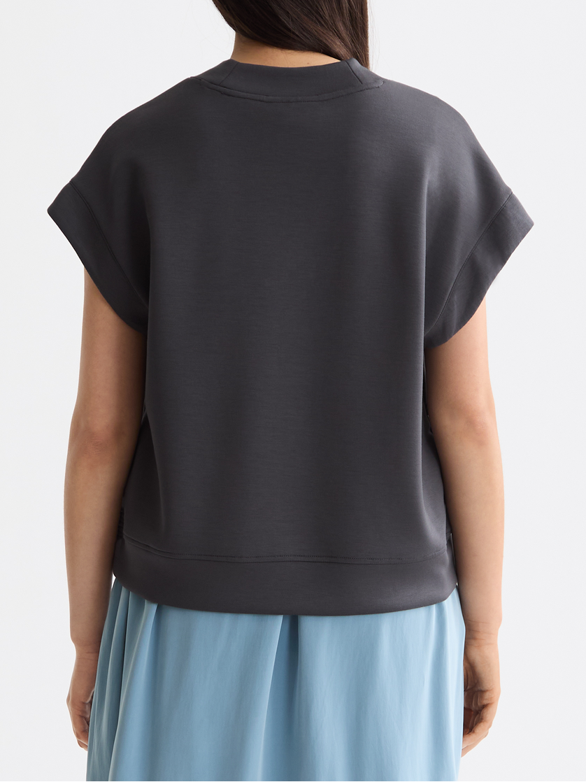 V-neck sleeveless modal sweatshirt