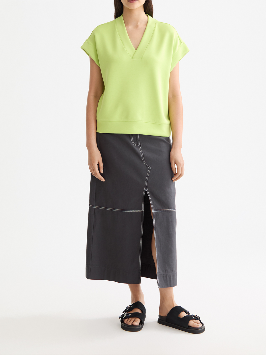 V-neck sleeveless modal sweatshirt