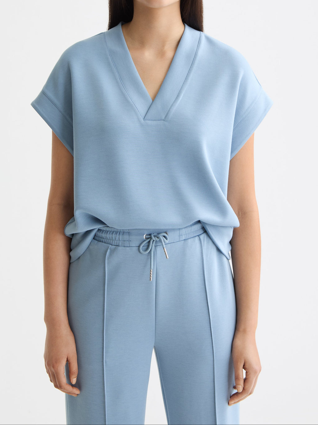 V-neck sleeveless modal sweatshirt