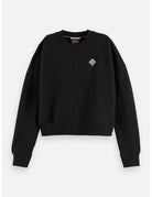 Core Embroidered Logo Sweat-shirt flat lay showing product details by Scotch & Soda