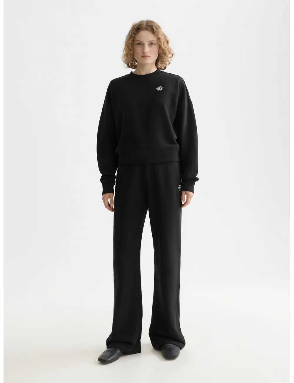 Core Embroidered Logo Sweat-shirt full model shot showing overall fit and styling by Scotch & Soda