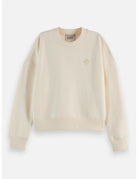 Core Embroidered Logo Sweat-shirt flat lay showing product details by Scotch & Soda