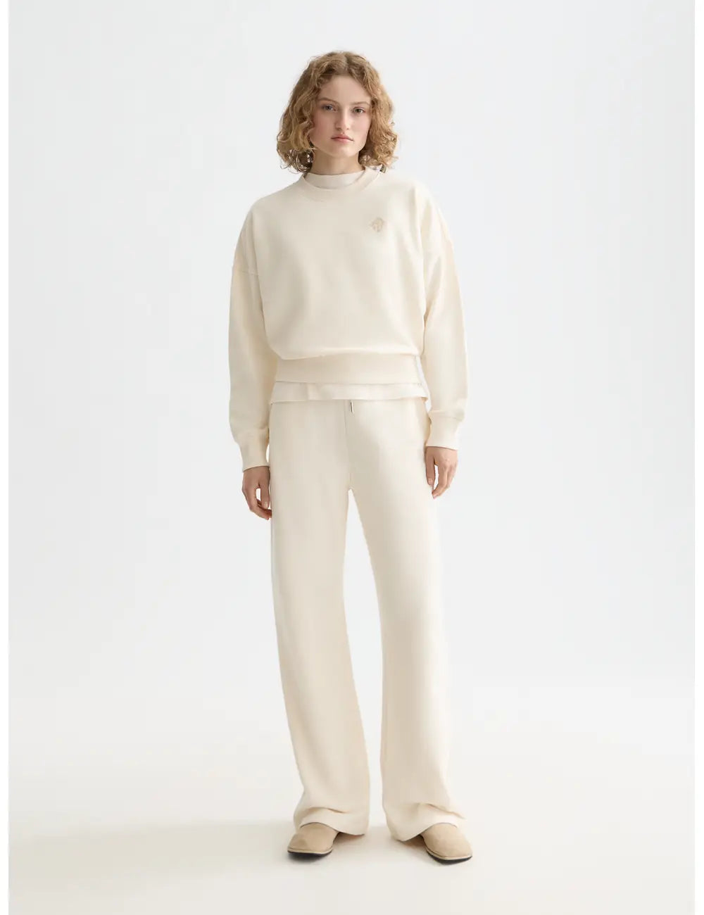 Core Embroidered Logo Sweat-shirt full model shot showing overall fit and styling by Scotch & Soda