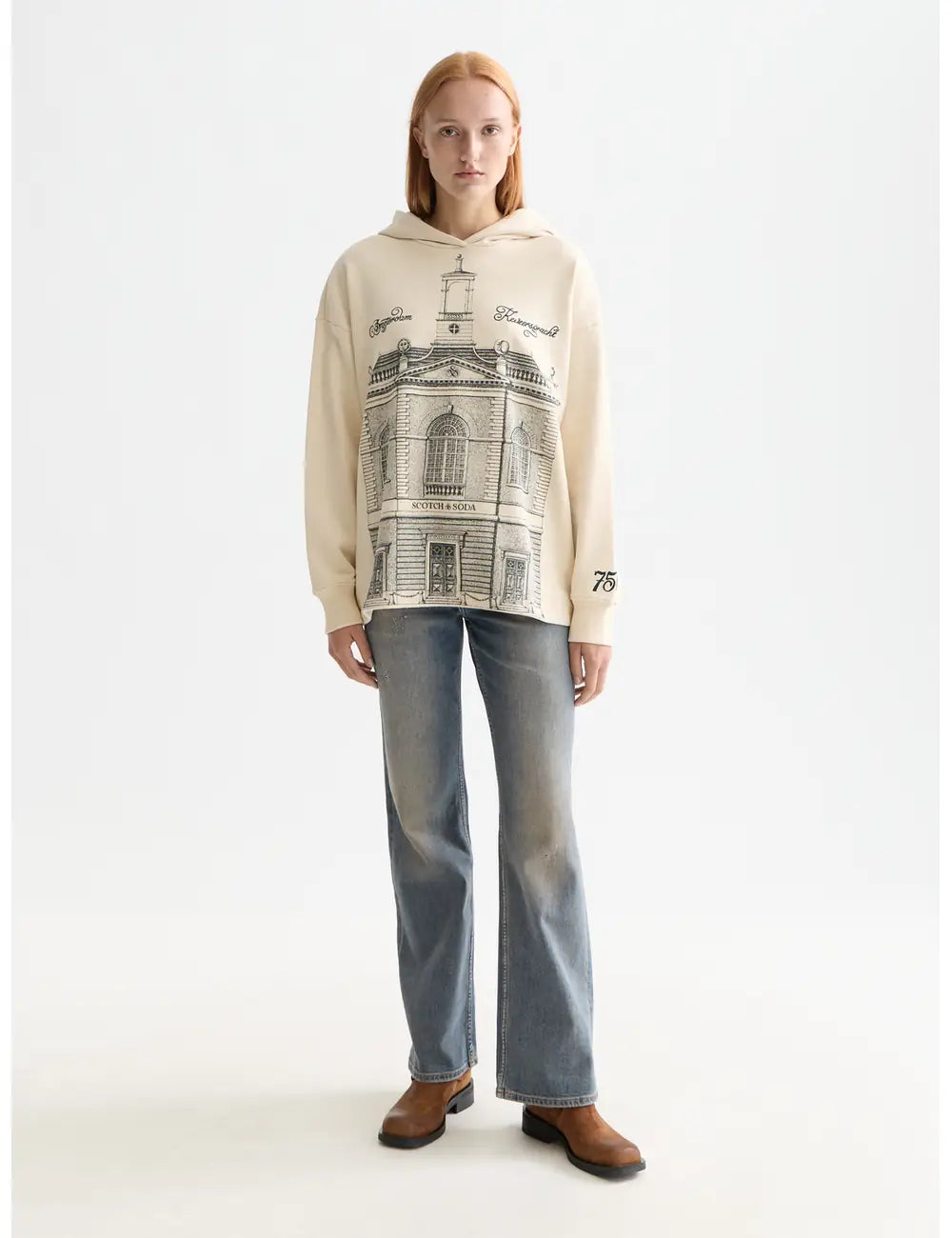 750 Years Hoodie full model shot showing overall fit by Scotch & Soda