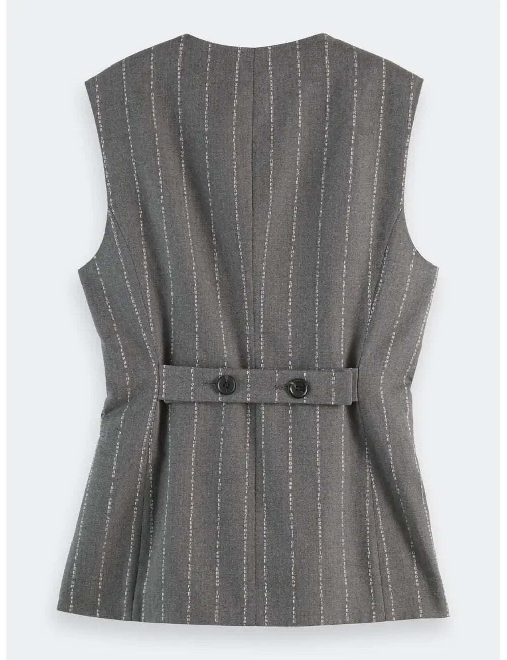 Waistcoat Back Detail Charcoal flat lay back view by Scotch & Soda