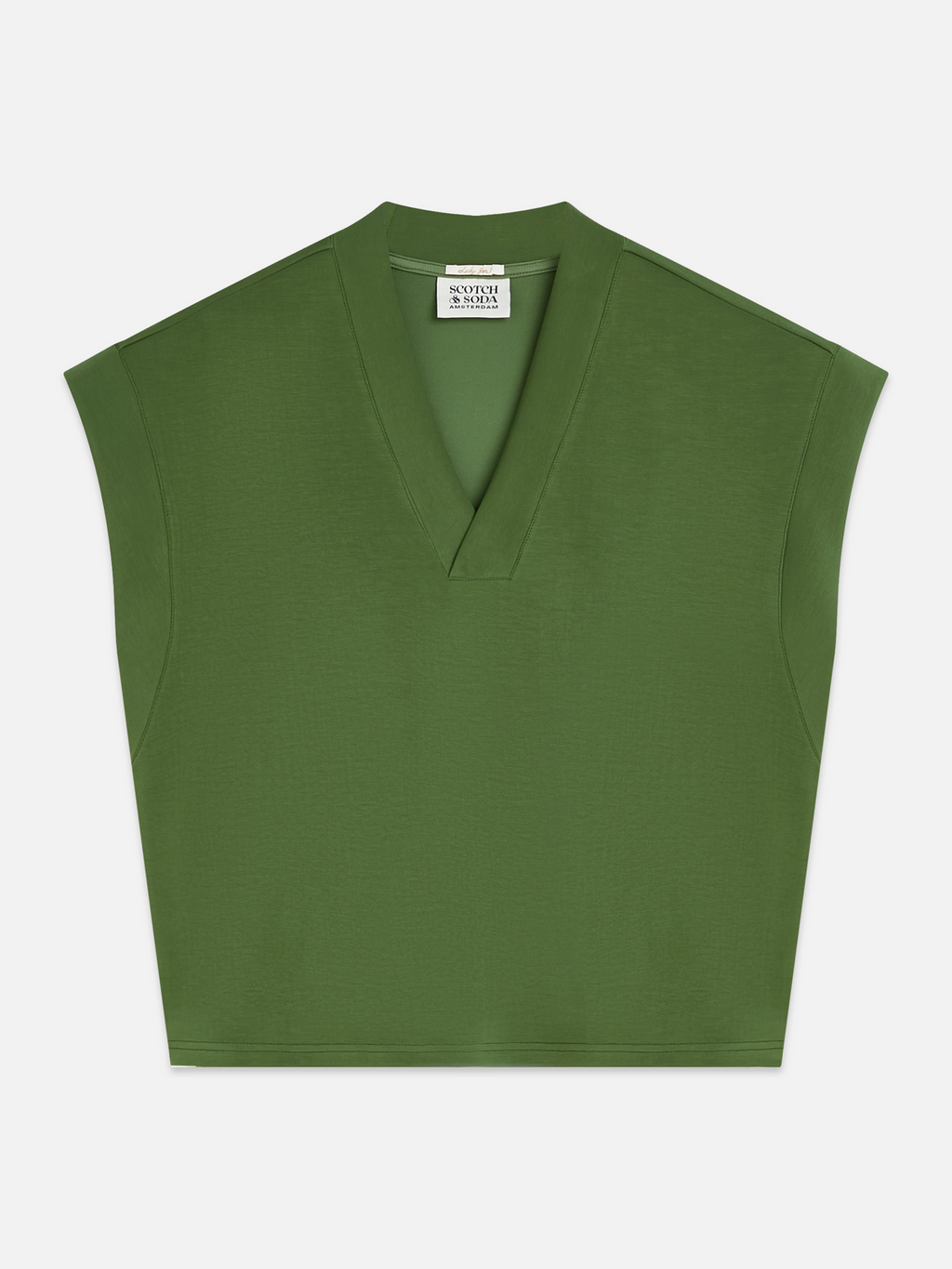 Tencel V-neck short sleeve sweatshirt