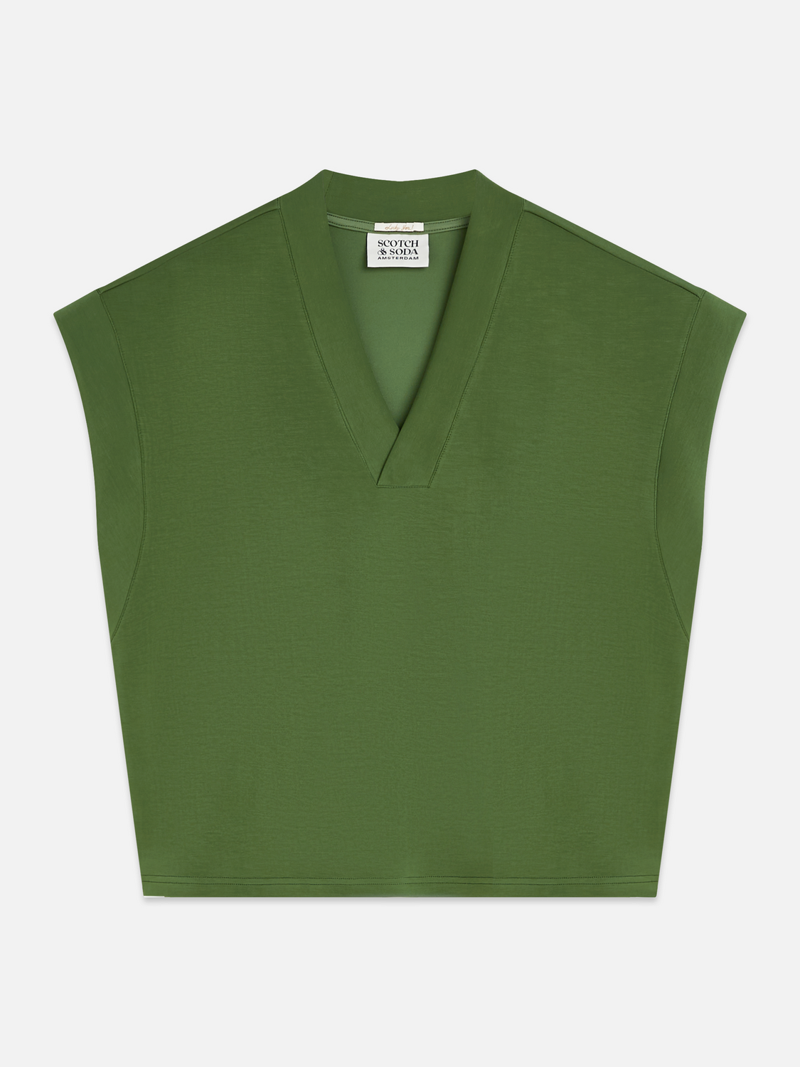Tencel V-neck short sleeve sweatshirt