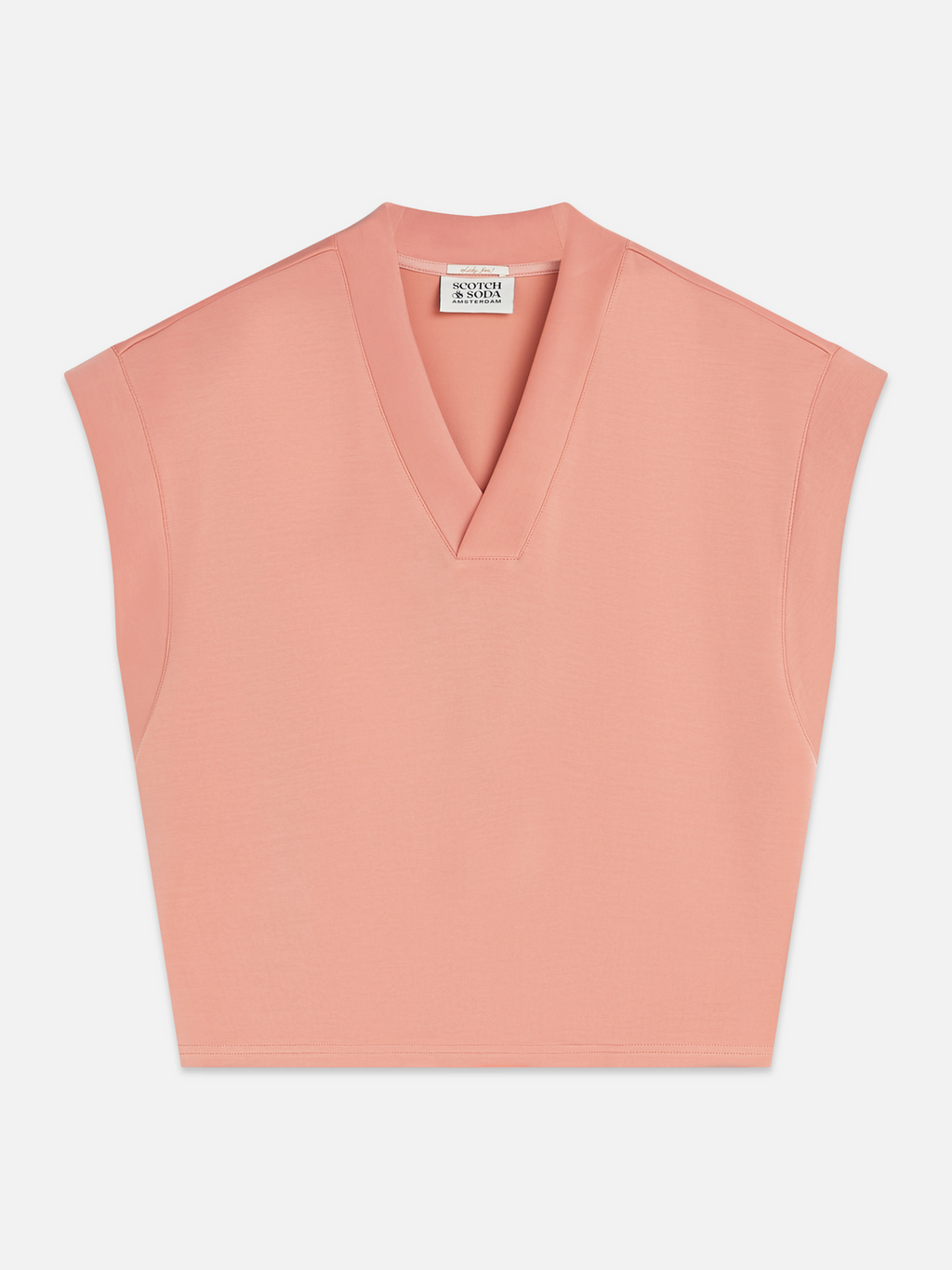 Tencel V-neck short sleeve sweatshirt