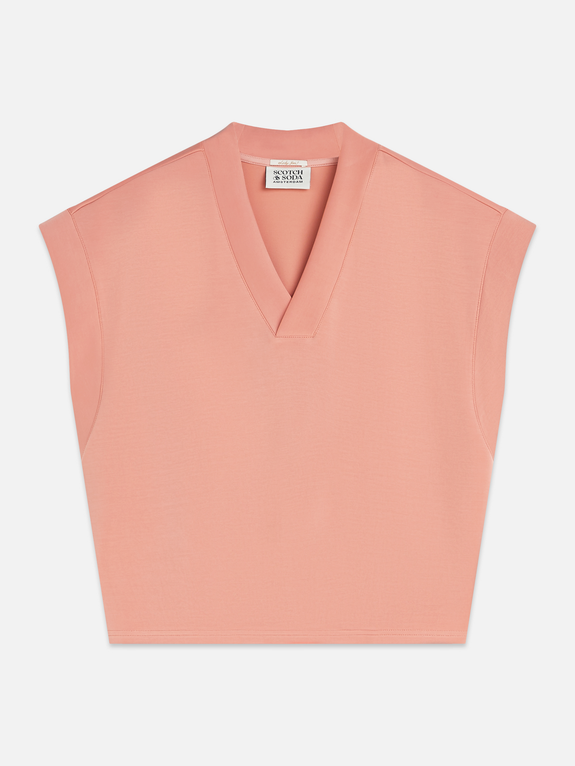 Tencel V-neck short sleeve sweatshirt