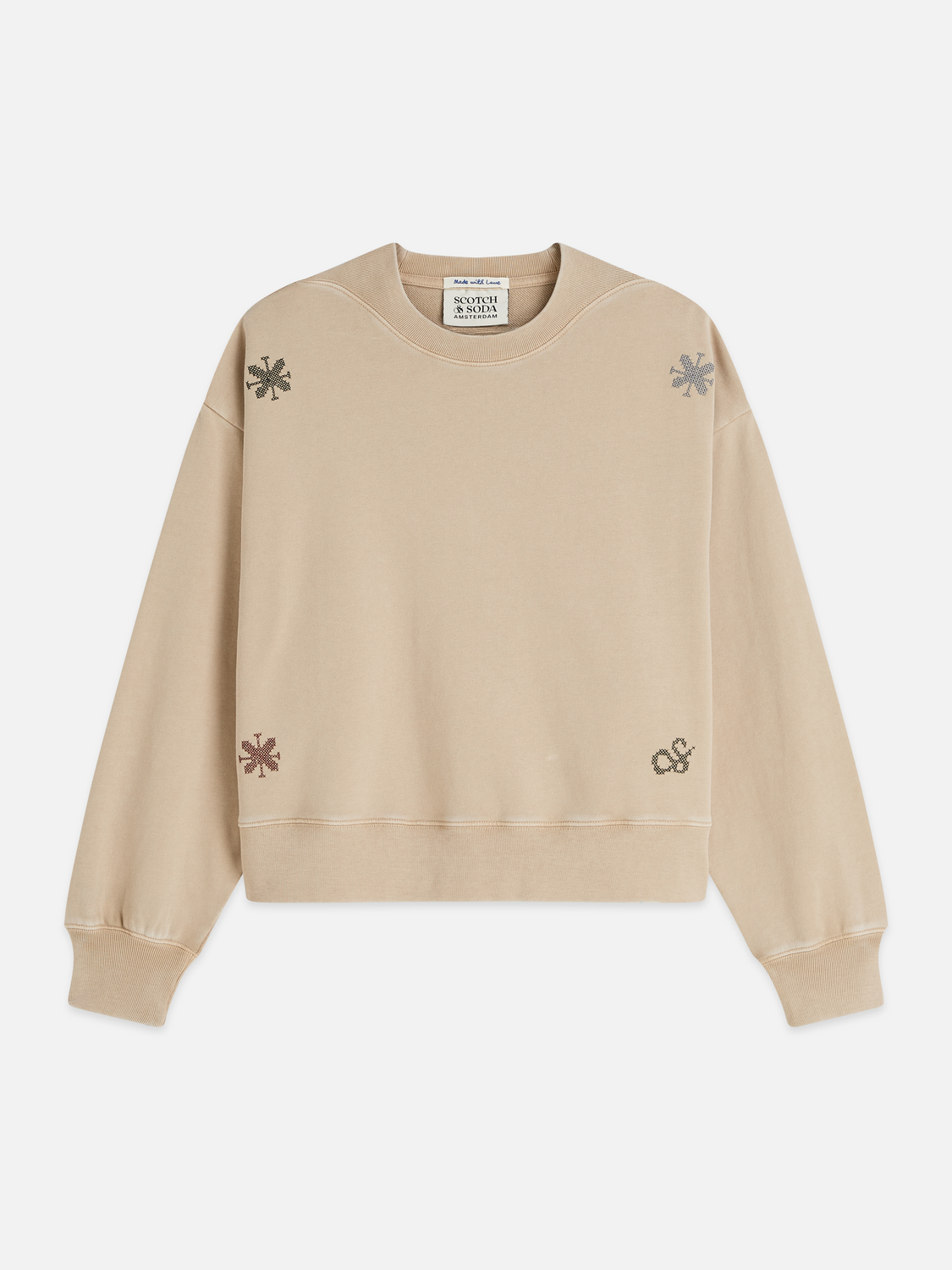 Washed sweatshirt with embroidery