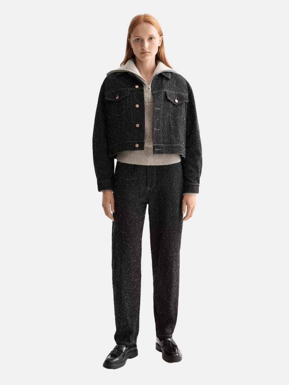 Black Denim Textured Oversized Jacket - Scotch & Soda