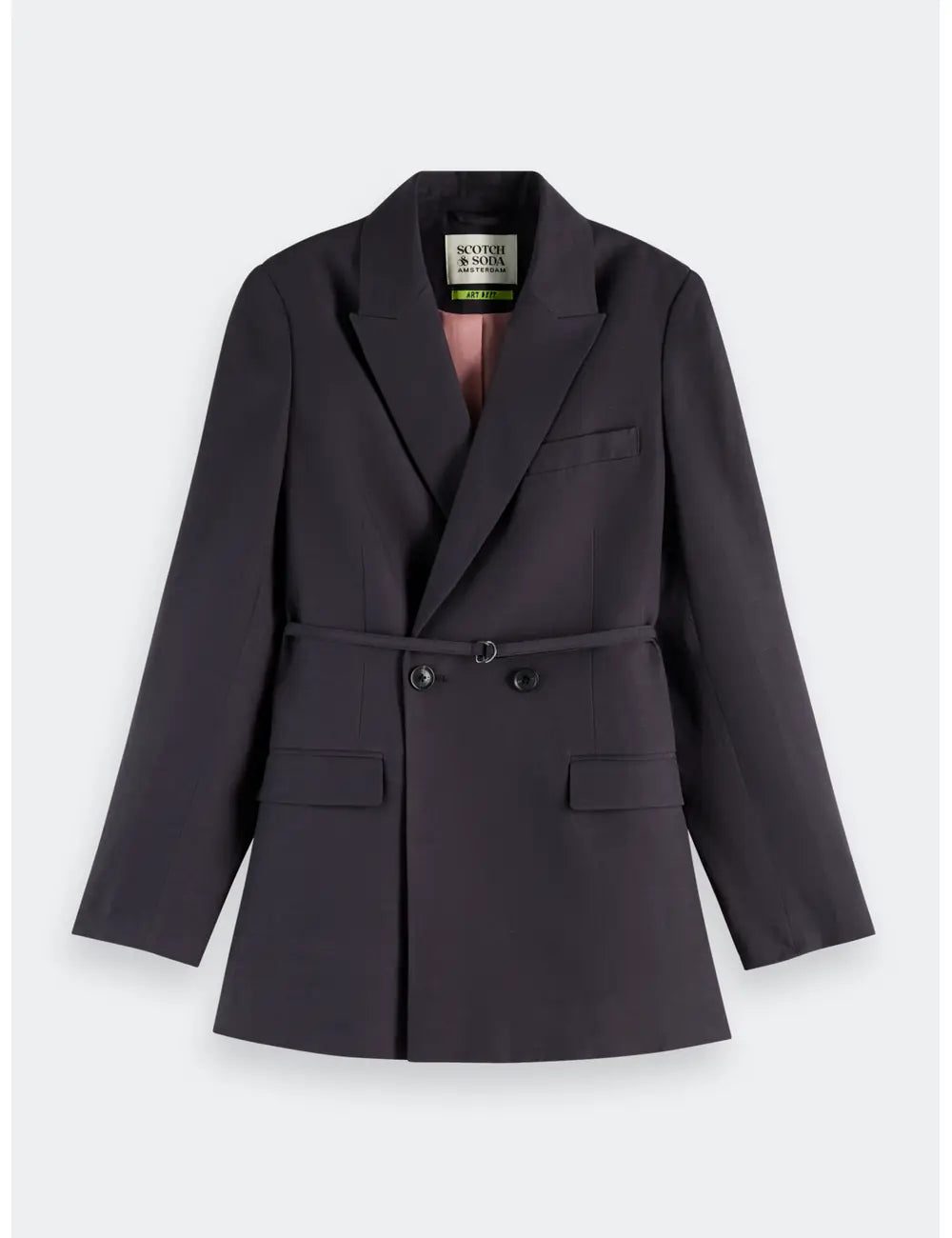 Drapey Blazer Charcoal flat lay front view by Scotch & Soda