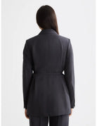 Drapey Blazer Charcoal detail shot showing fabric and craftsmanship by Scotch & Soda