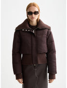 Aviator Collar Puffer close-up on model showing fit and detail by Scotch & Soda