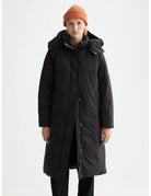 Longline Puffer Coat close-up on model showing fit and detail by Scotch & Soda