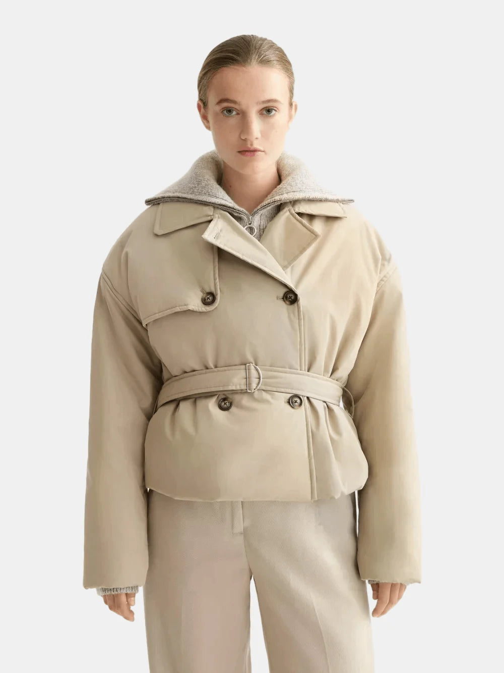 lightweight-padded-poplin-trench side view by Scotch & Soda