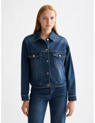 Cropped Denim Jacket close-up on model showing fit and detail by Scotch & Soda