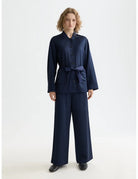 Satin Blazer Peacoat full model shot showing overall fit by Scotch & Soda