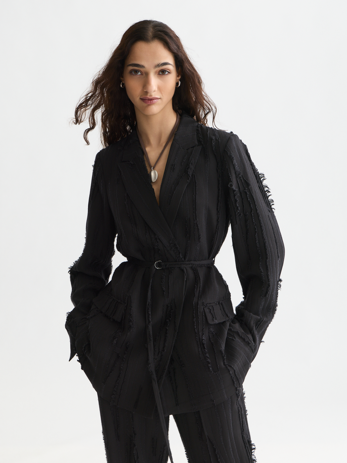 Belted double breasted blazer
