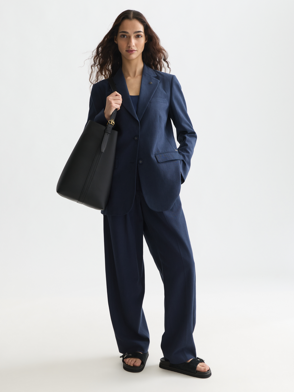 Gabardine relaxed single breasted blazer