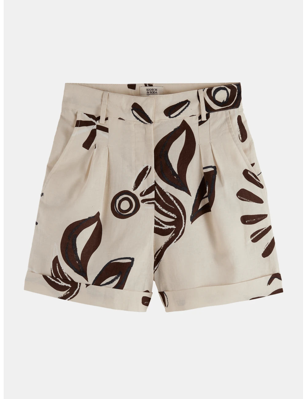 Linen Printed Shorts flat lay front view by Scotch & Soda