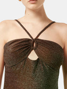Lurex Swimsuit (Open Brown) detail shot of fabric and craftsmanship by Scotch & Soda