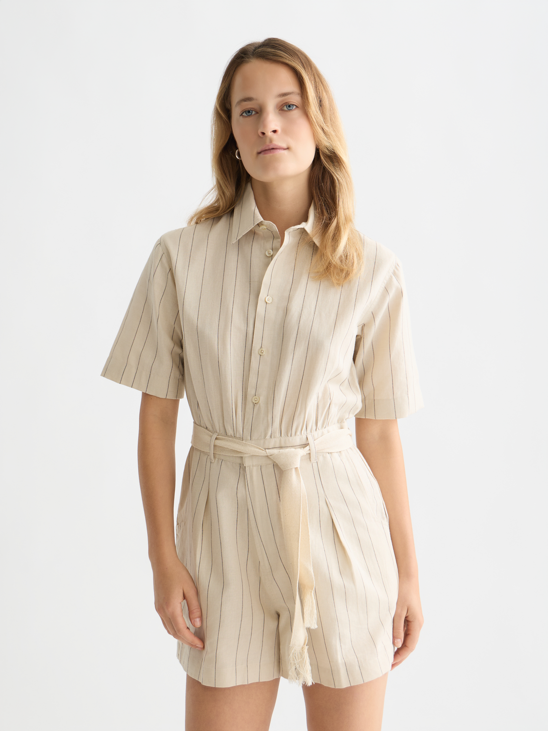 Cotton-linen playsuit