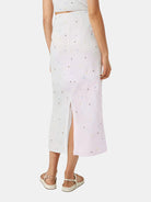 Beaded Tube Midi Skirt (Open White) back view showing fit and finish by Scotch & Soda