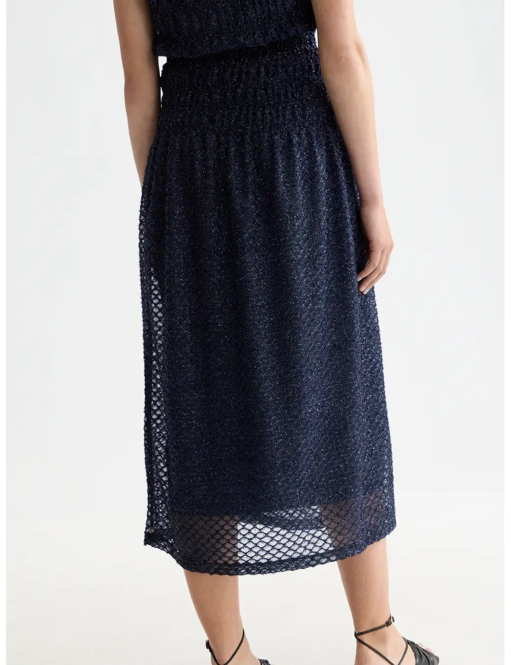 Lurex Smocked Skirt flat lay back view by Scotch & Soda