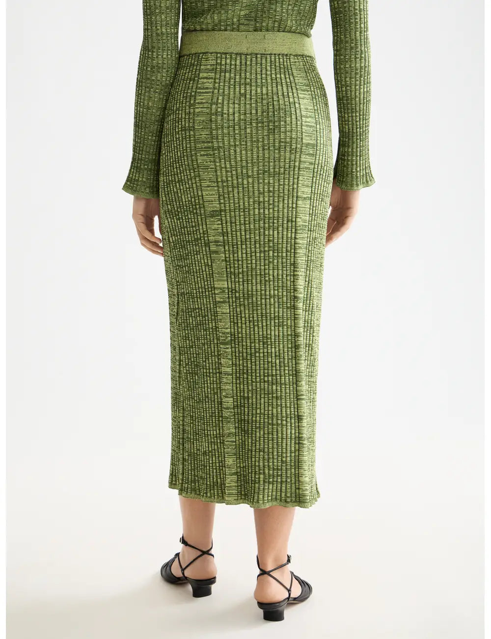 Ribbed Knitted Skirt close-up on model showing fit and detail by Scotch & Soda