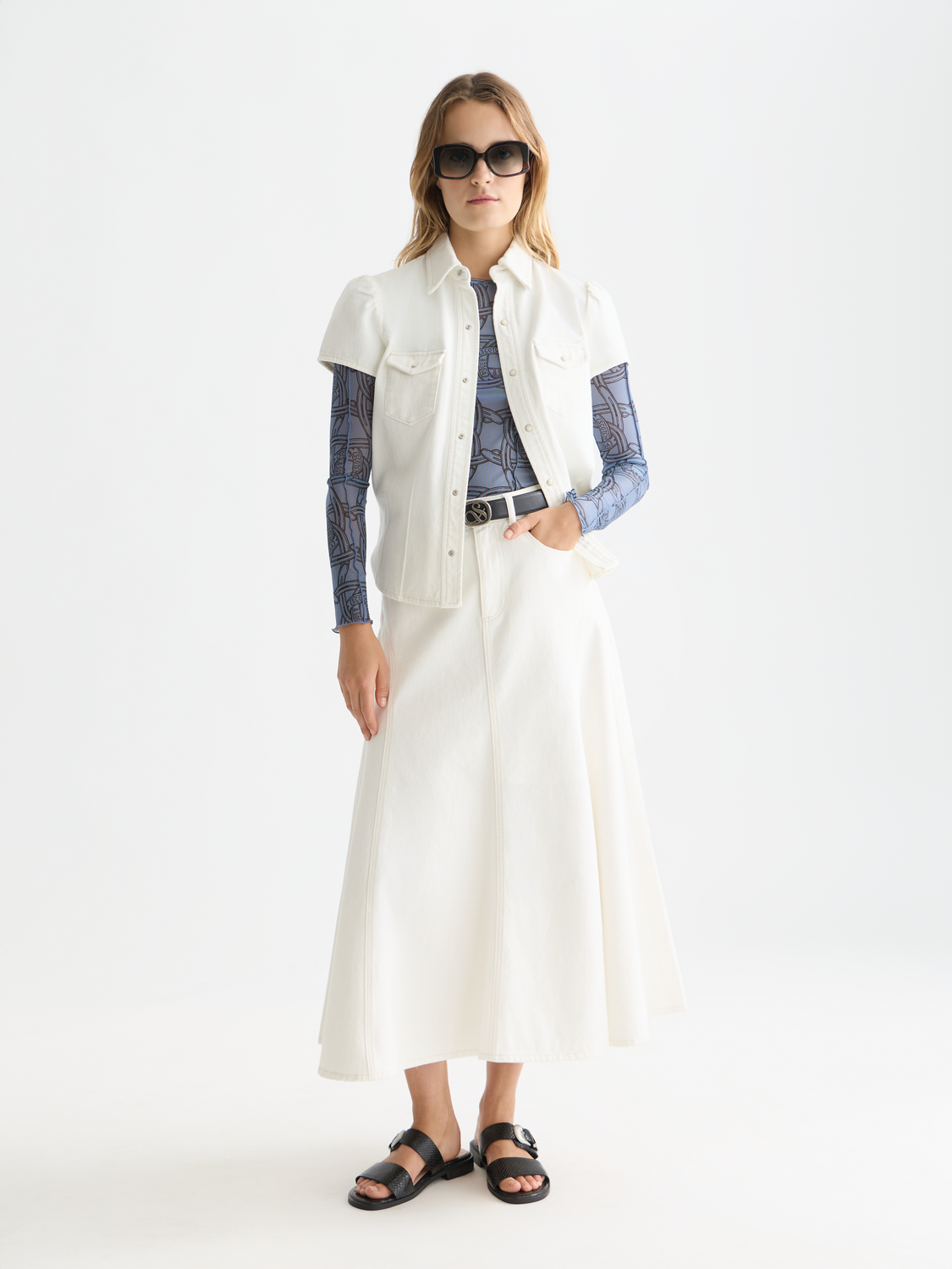 Denim maxi skirt